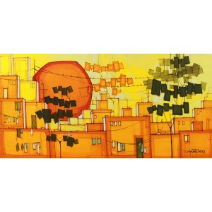 Salman Farooqi, 24 x 48 Inch, Acrylic on Canvas, Cityscape Painting, AC-SF-345